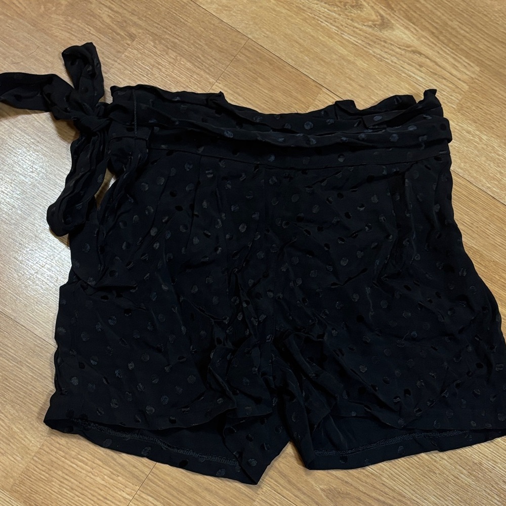 Black Polka Dot Shorts with Tie Waist